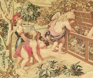 Bambini che fanno giardinaggio (dopo un cartone di Le Brun), tessuto all